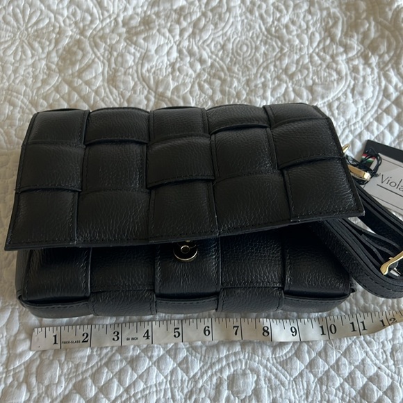 Viola Castellani Black Woven Leather Crossbody Bag - Picture 9 of 14